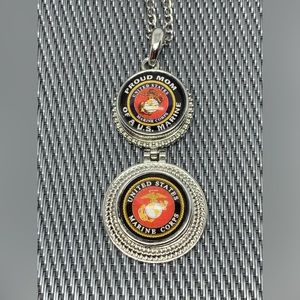 Marine Mom Double Charm Snap Button Necklace with 2 Charms